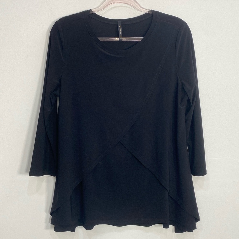 IC By Connie Blouse Boho Layered Women's Medium Black